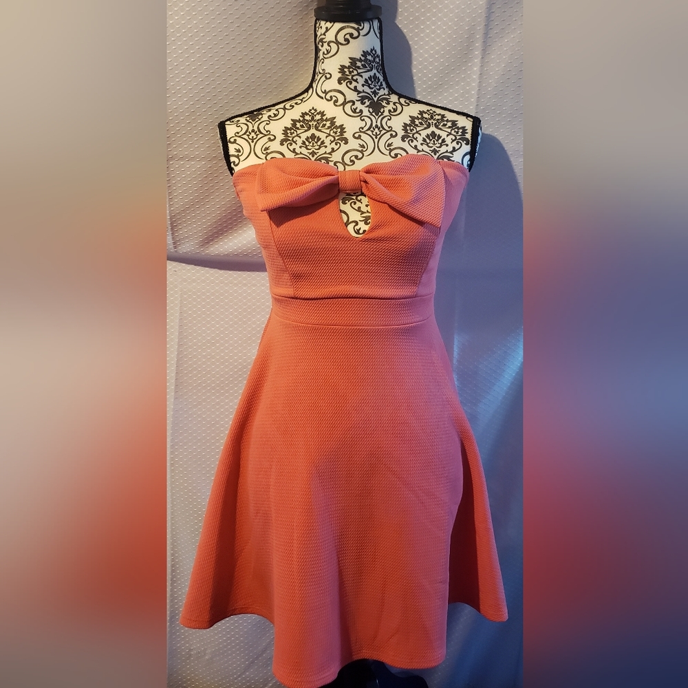 Pink strapless Bow front dress
